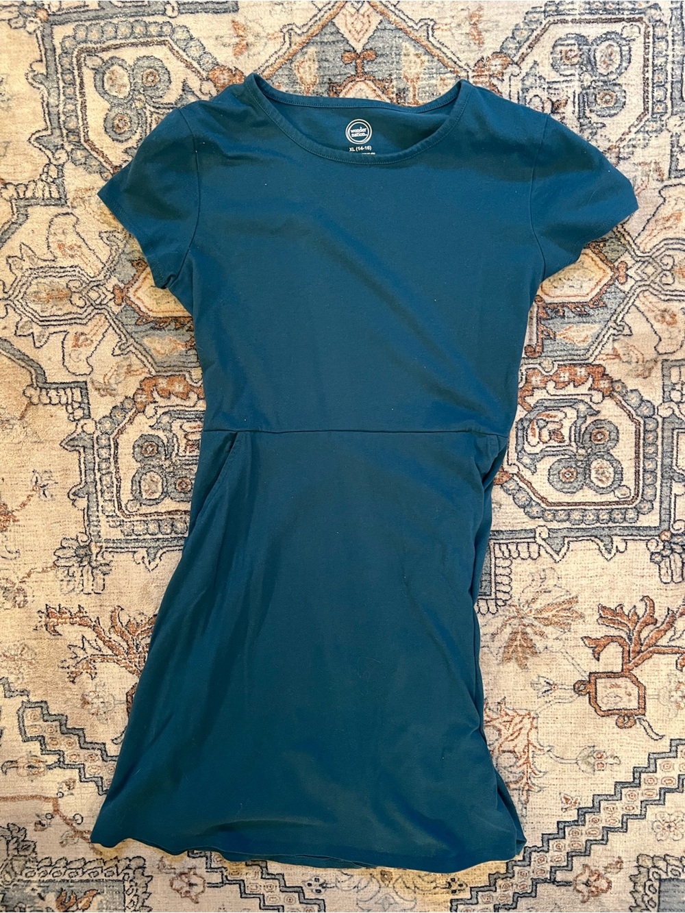 Youth Teal Short-Sleeve Jersey Dress
